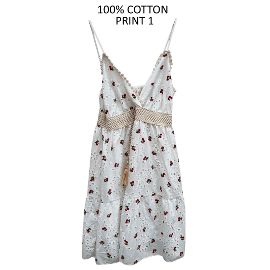 CHERRY COTTON ANGLAISE DRESS