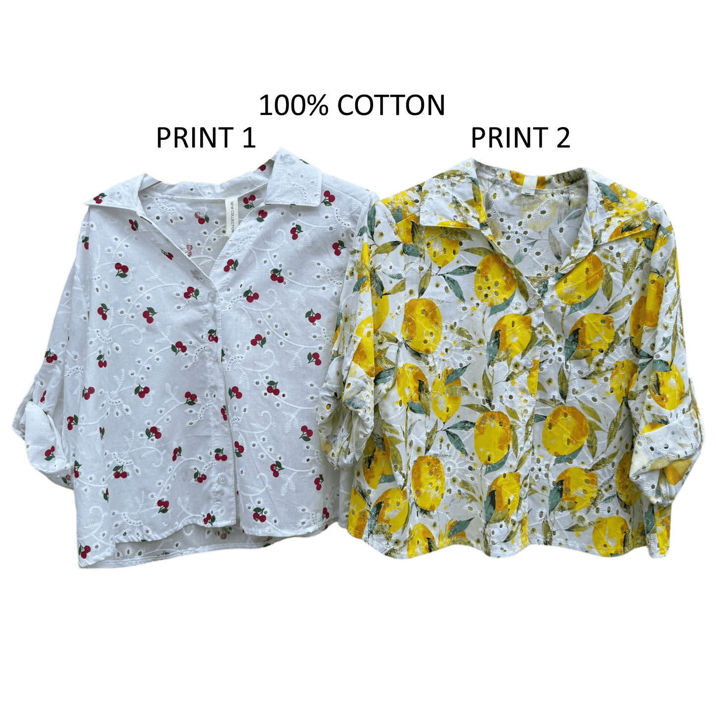 KAYLYN COTTON ANGLAISE SHORT BUTTON-UP SHIRT