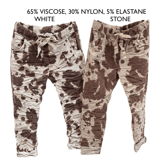 GLENNETTE VISCOSE ELASTANE COW PRINT PANTS