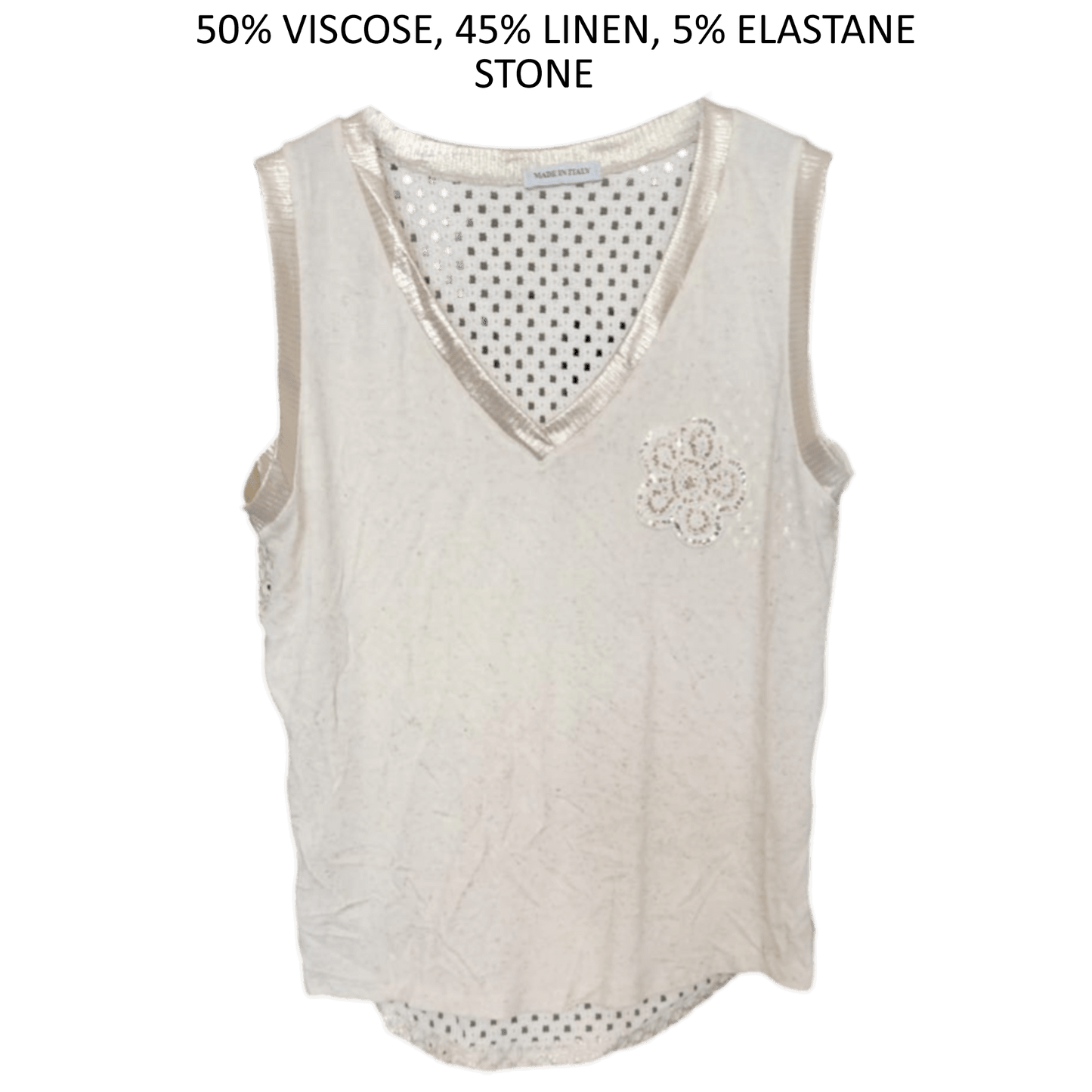 ILIANA VISCOSE LINEN BLEND FLOWER VEST