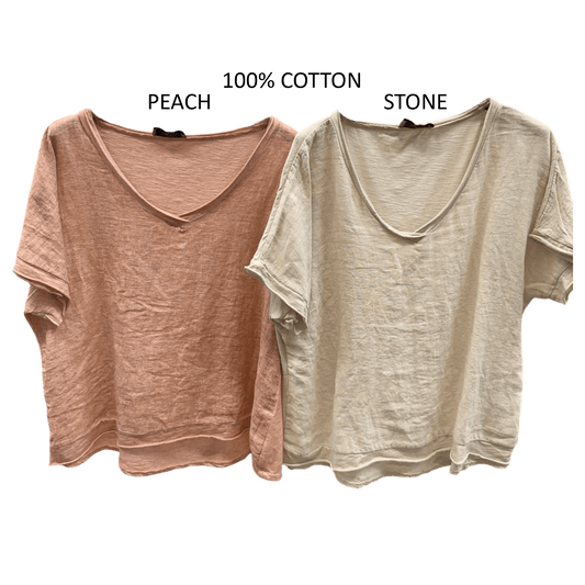 FRANCA COTTON V-NECK TOP