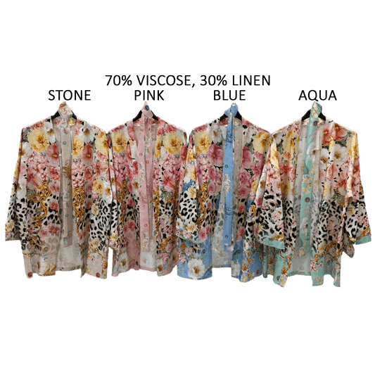 CALANTHA SOFT LINEN BLEND KIMONO JACKET