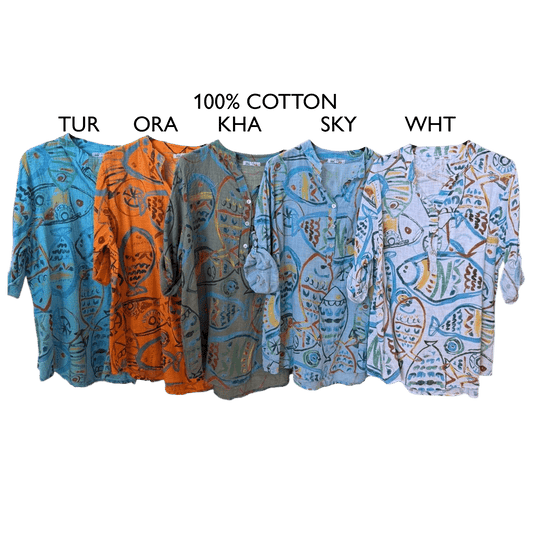 JIANNA SOFT COTTON HAPPY FISH SHIRT