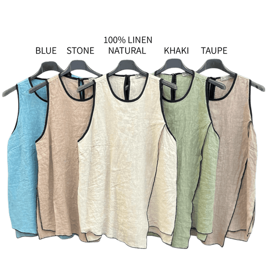 TOSCA LINEN BLACK TRIM VEST