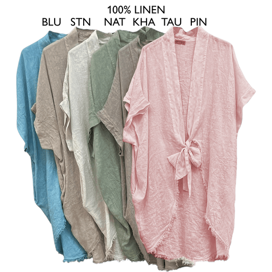 EMELDA LINEN BATWING TIE JACKET