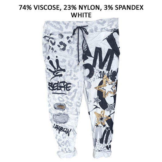 LYRA PRINTED GRAFFITI FOIL PANTS