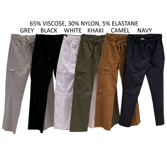 GABRIELA VISCOSE ELASTANE CARGO STYLE PANTS