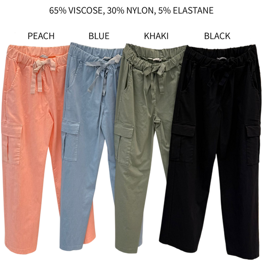 KINLEE VISCOSE ELASTANE CARGO POCKET PANTS