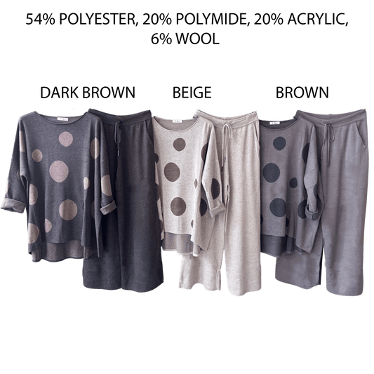 MADILYN MIX WOOL JERSEY KNIT DOTTED PANTS SET