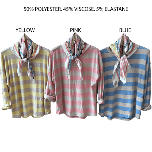 GIA SOFT KNIT KNIT STRIPE SCARF TOP