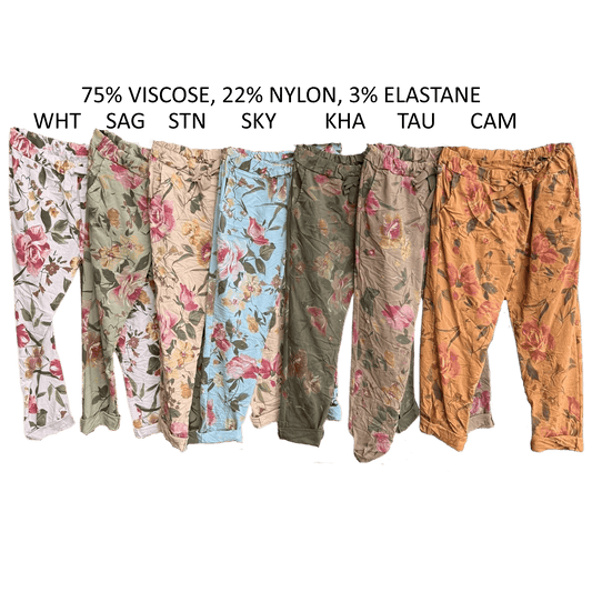 CAMRYN VISCOSE STRETCH FLORAL PANTS