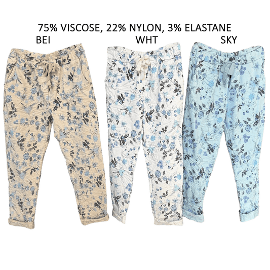 SARAI VISCOSE STRETCH SMALL FLORAL PANTS