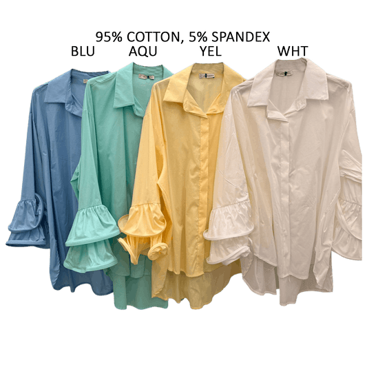 JUDITH COTTON FRILL SLEVE SHIRT