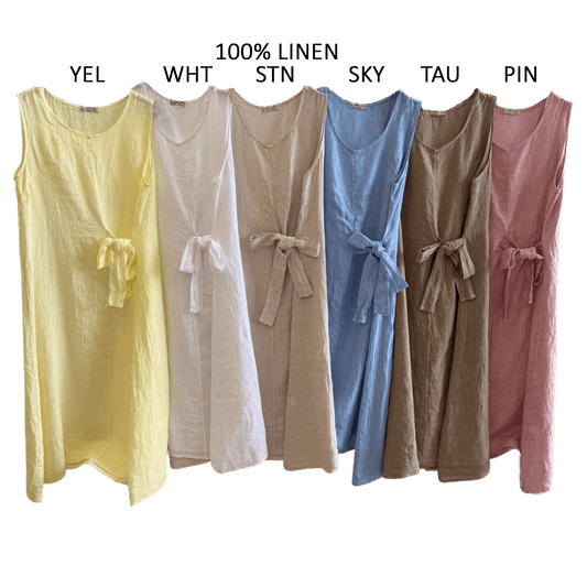 JANET LINEN TIE DRESS