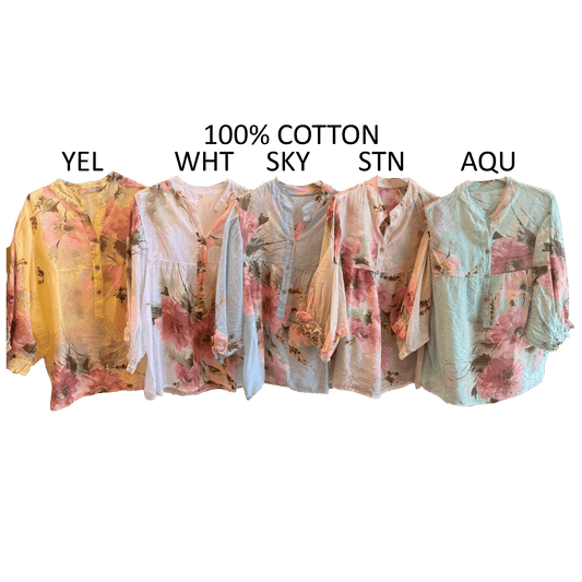 NORAH COTTON VISCOSE FLOWER SHIRT