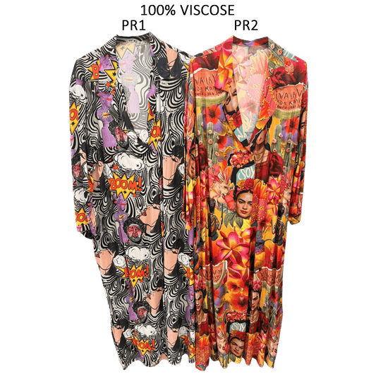 MAY VISCOSE PRINTED SHIRT LONG DRESS