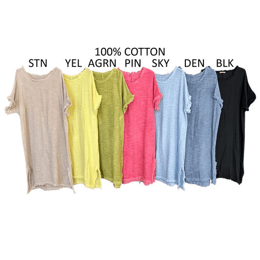 HAZEL COTTON FREY HEM DRESS