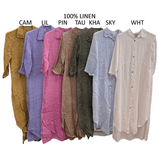 ELENA LINEN BUTTON FRONT SHIRT DRESS