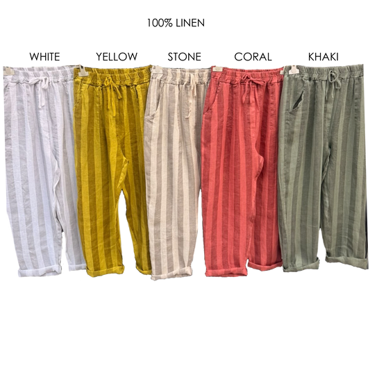 ADELINA LINEN STRIPE PANTS