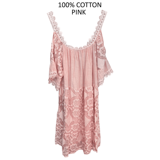 COTTON LACE OPEN SLEEVE DRESS
