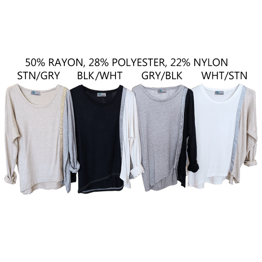 MARZIA JERSEY KNIT CONTRAST GLITTER STRIP TOP