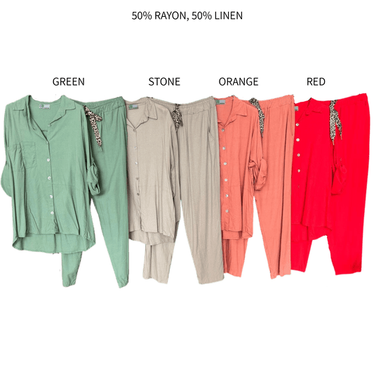 REMI RAYON LINEN SHIRT PANTS SET