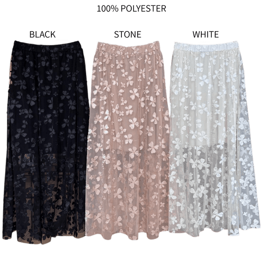 ADELYN POLY FLOWER APPLIQUE SKIRT