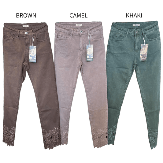 LACE HEM TRIM DENIM JEANS