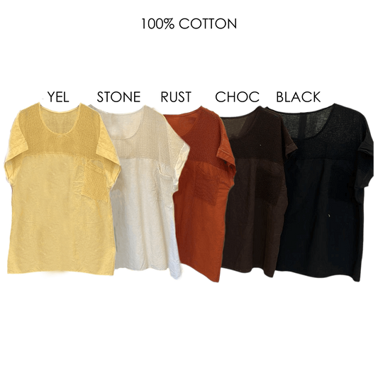 ESTHER COTTON MIX NET BARREL TOPS