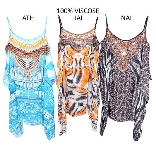 SHORT GEORGETTE OPEN SHOULDER KAFTAN