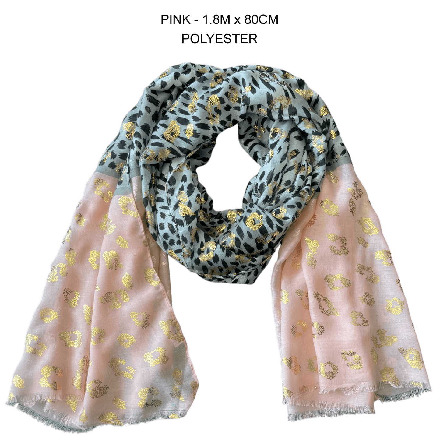 GENESIS SILK BLEND CHEETAH FOIL PRINT SCARF 1.8M X 80CM