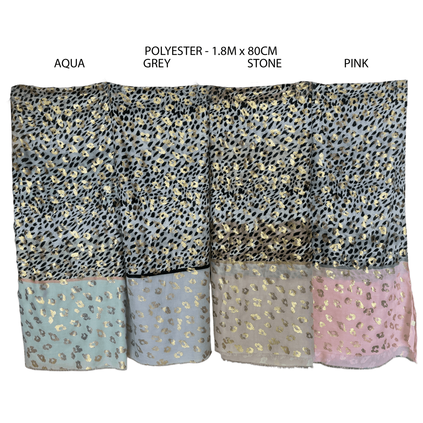 GENESIS SILK BLEND CHEETAH FOIL PRINT SCARF 1.8M X 80CM