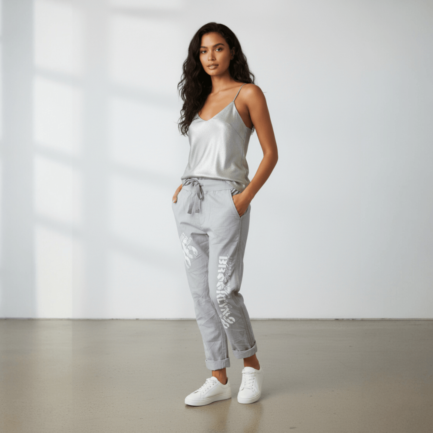 COTTON ELASTANE 86 PRINT PANTS