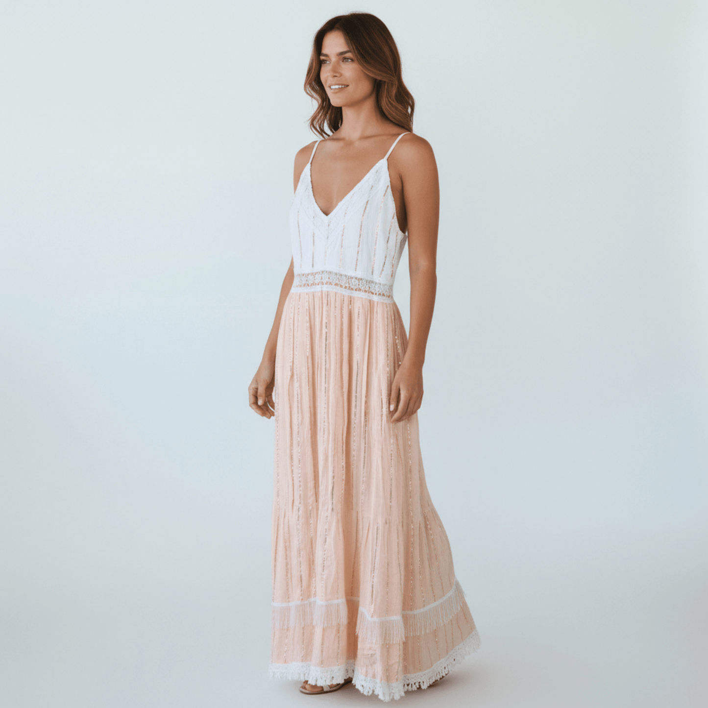 NUALA VISCOSE LUREX MAXI DRESS