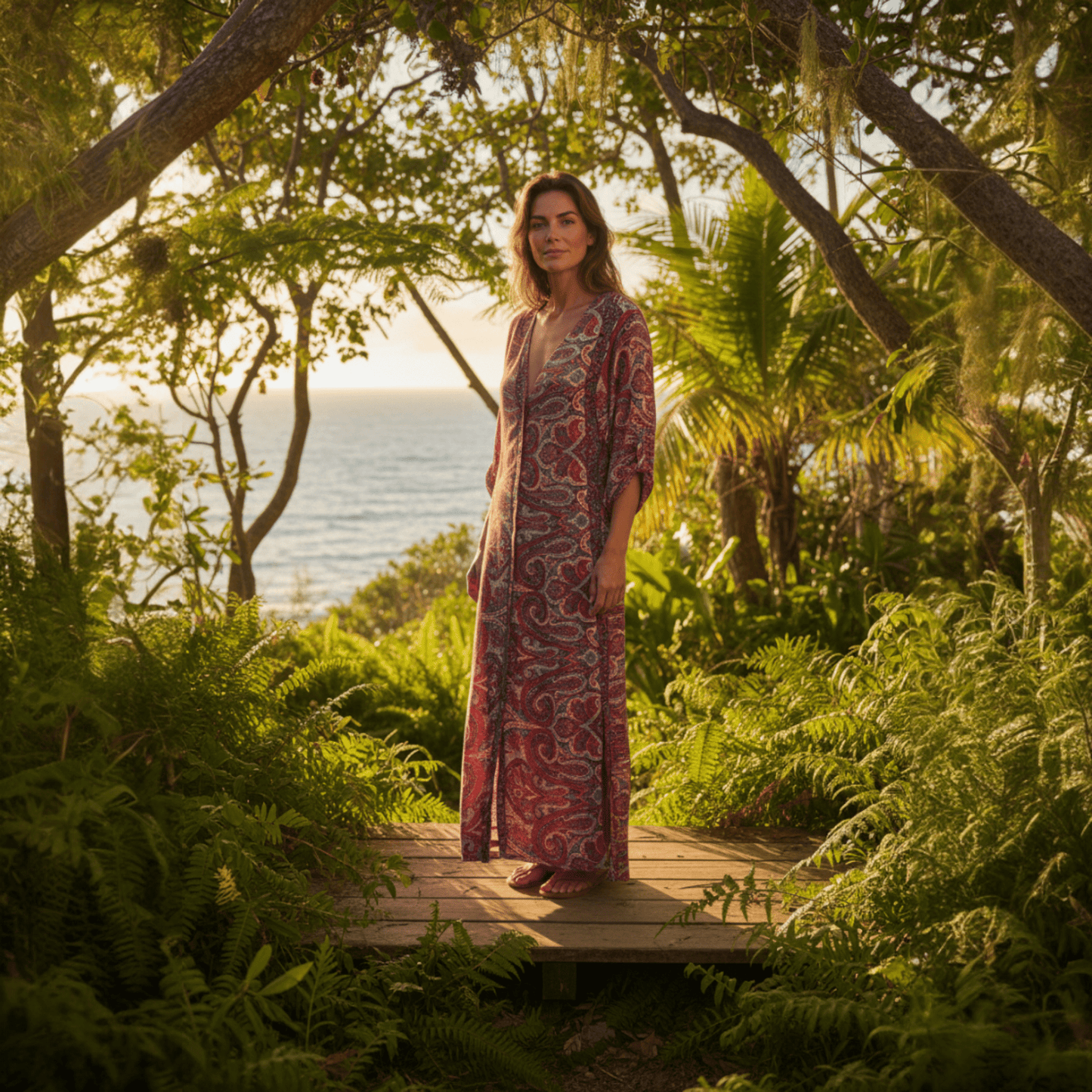 POLYSILK BUTTON LONG DRESS