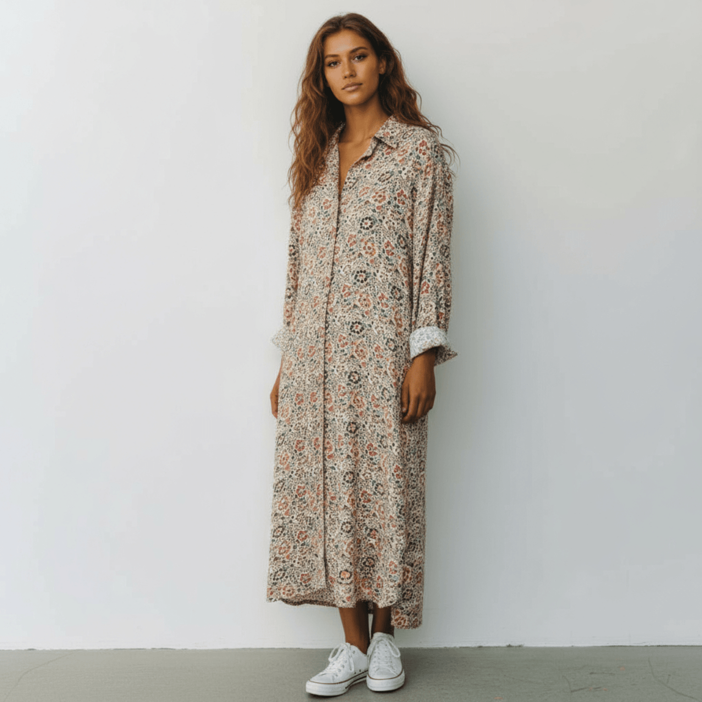 LORELAI VISCOSE PRINTED SHIRT DRESS