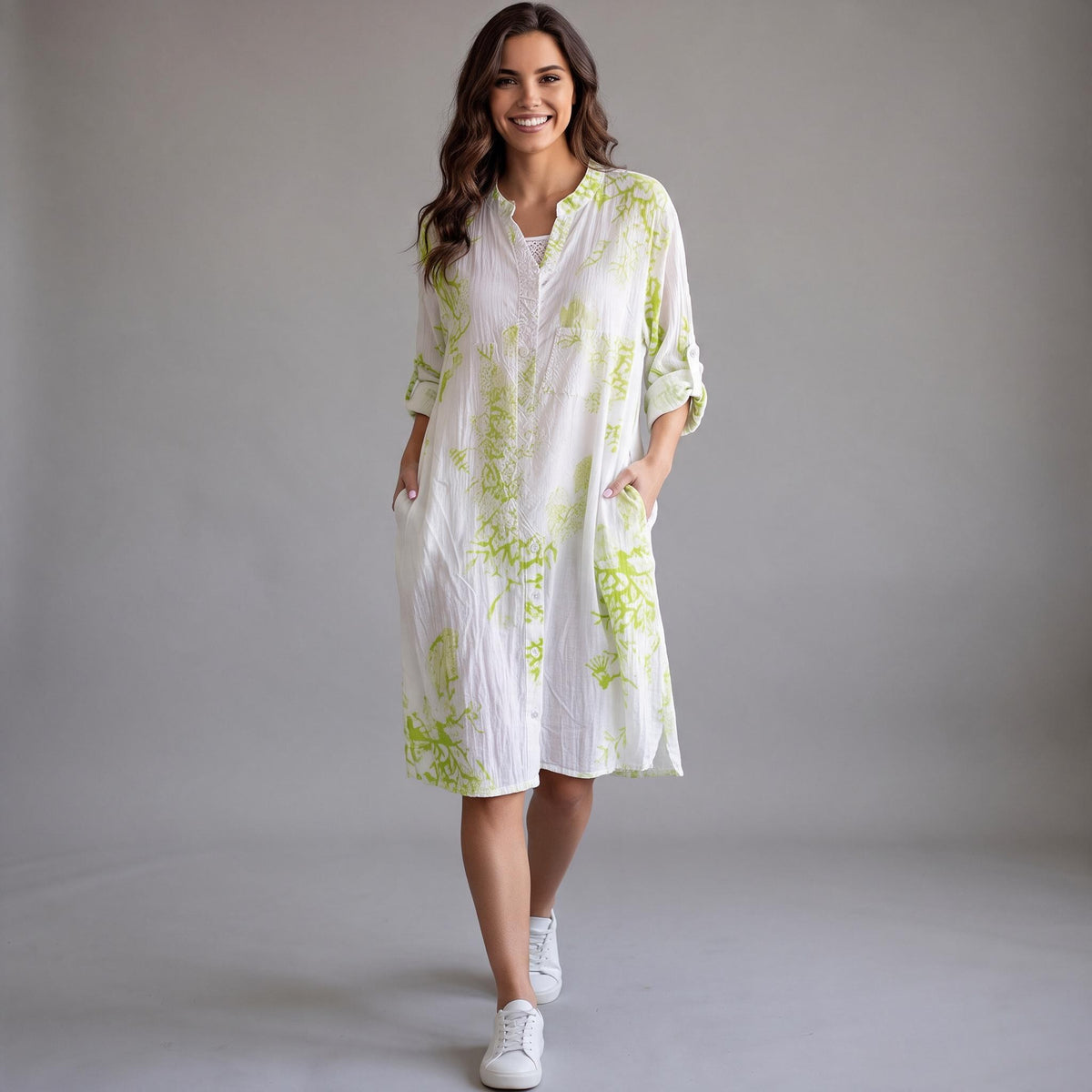 LIV COTTON PRINTED MID SHIRT DRESS