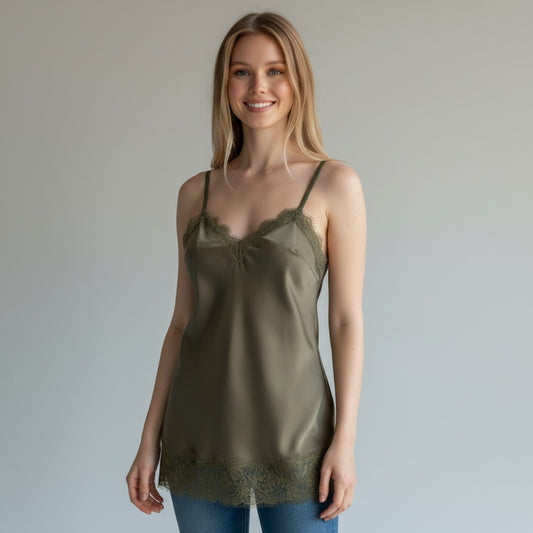 SATIN CAMMIE LACE TRIM