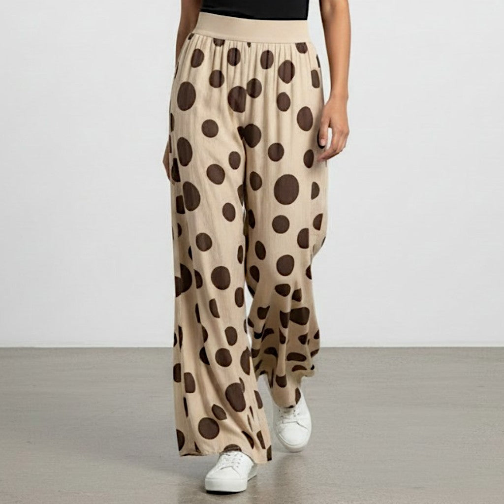 LOUISA COTTON POLKA DOT WIDE LEG PANTS