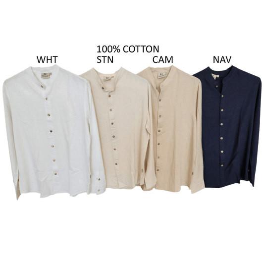 ANDREA MANDARIN COLLAR LINEN SHIRT