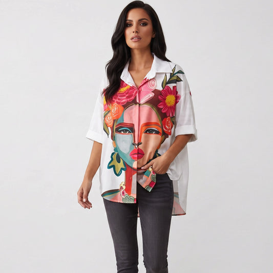 BLANCHE LINEN MIX PRINTED SHIRT