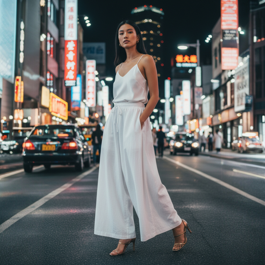 CALLY SILKY TENCEL BLEND WIDE LEG PANTS