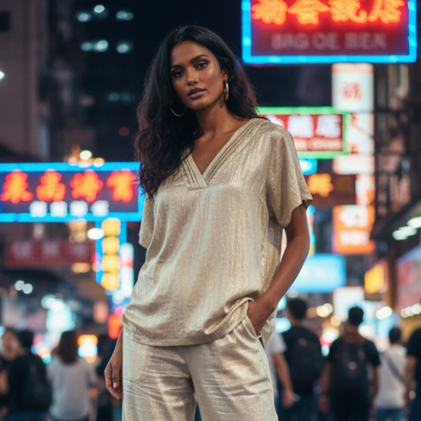 LILIBET SILKY TENCEL BLEND V-NECK TOP