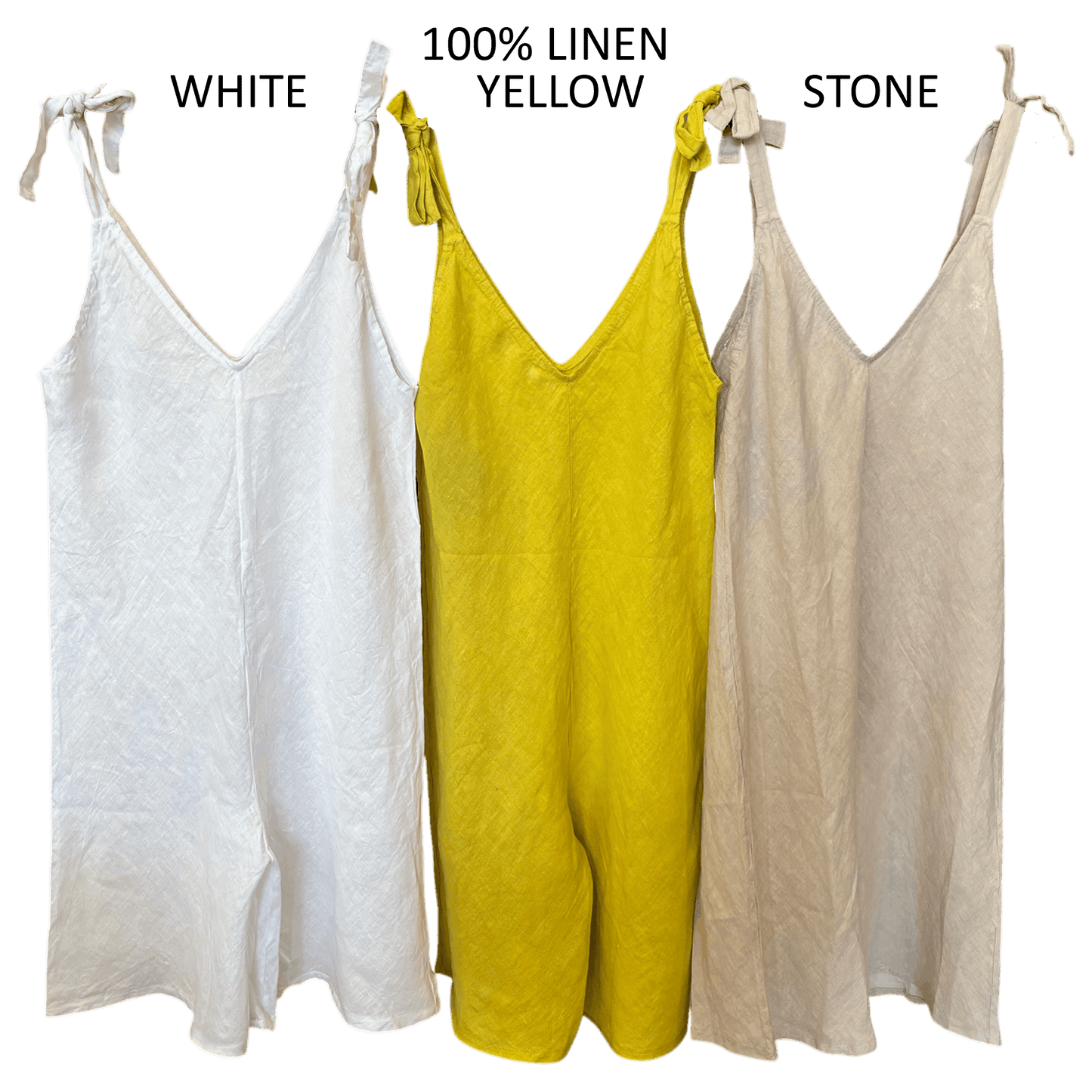 LINEN ROMPER SHOULDER TIES
