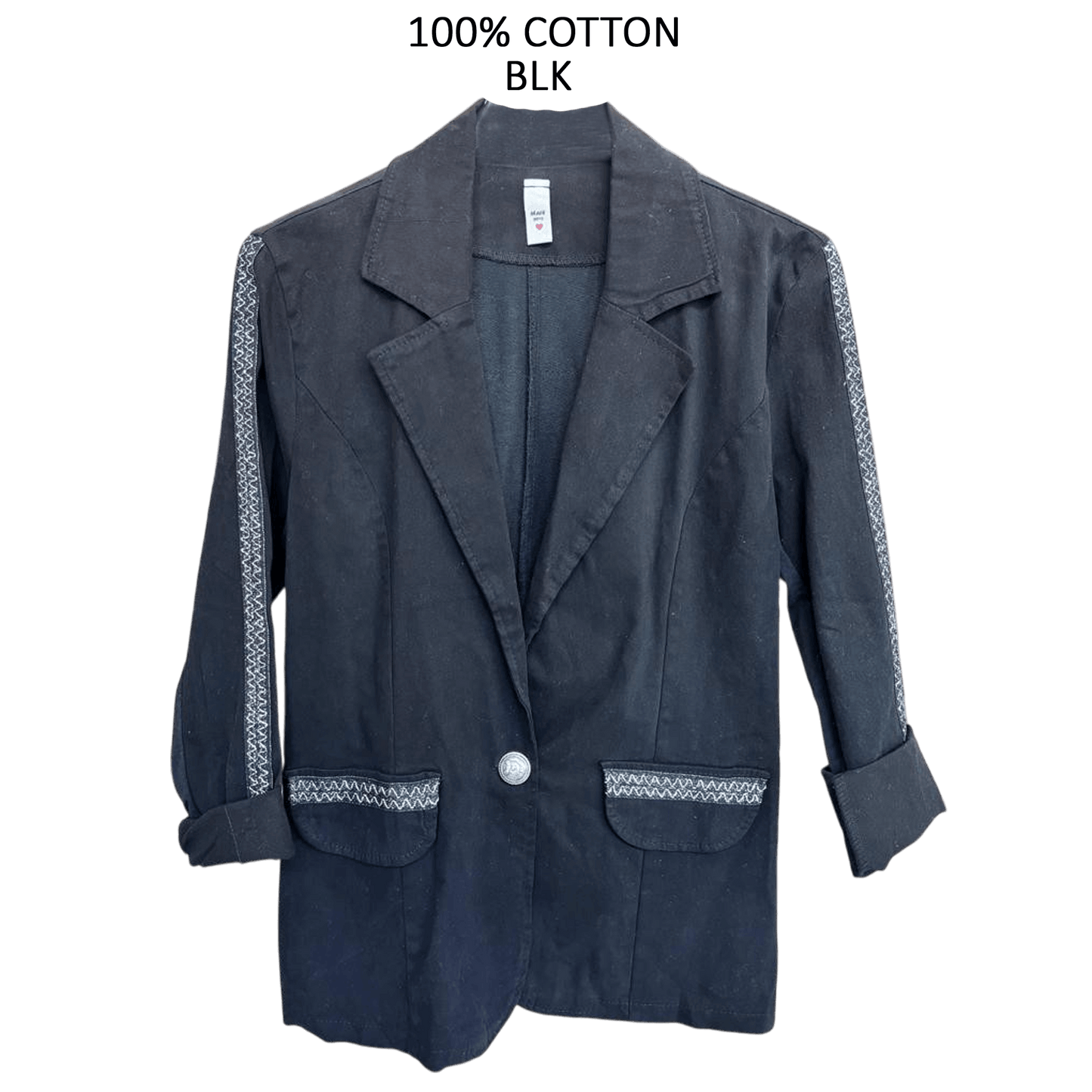 FRENCH TERRY SOFT BLAZER SILVER TRIM DETAIL
