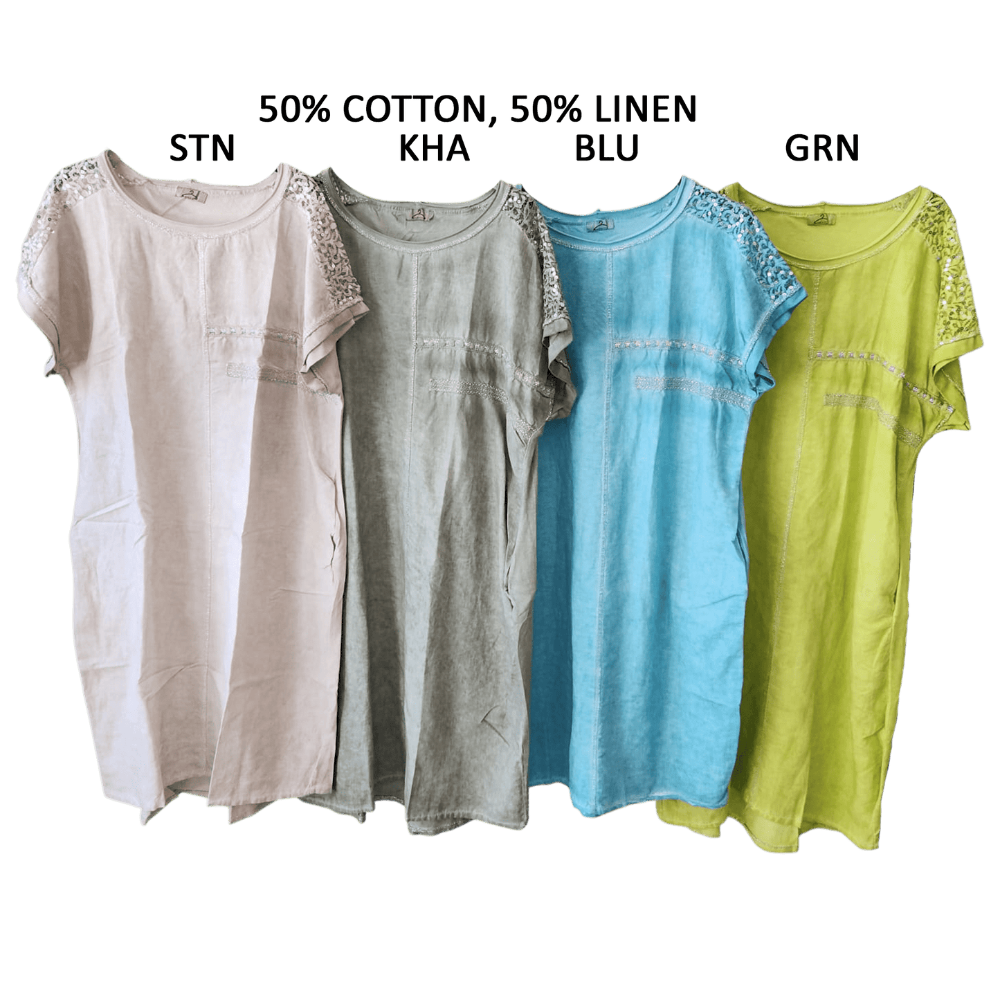 LINEN DRESS SEQUIN DETAIL