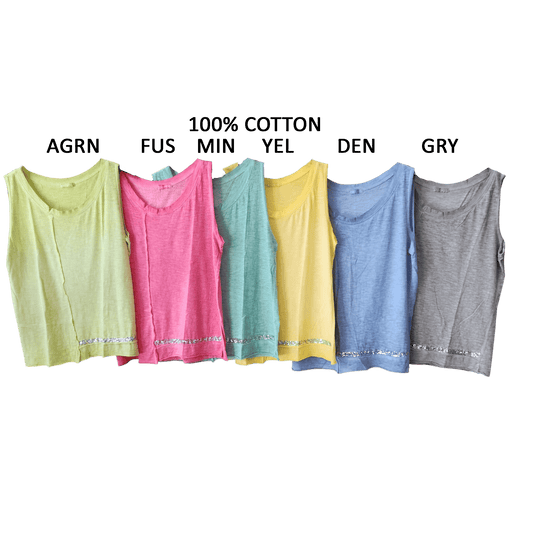 COTTON KNIT VEST SEQUIN DETAIL