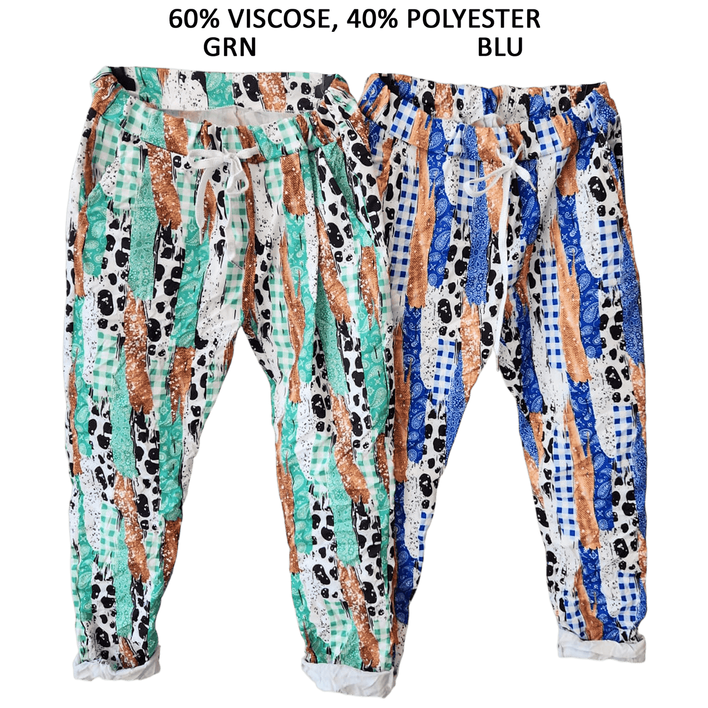 STRETCH ANIMAL PATCH PRINT PANTS