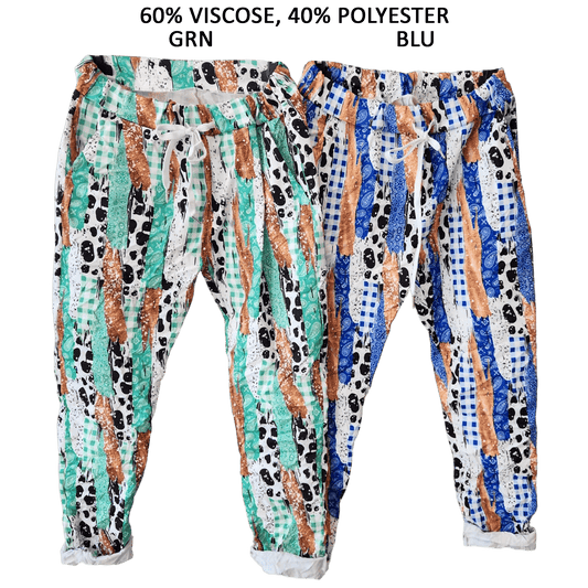 STRETCH ANIMAL PATCH PRINT PANTS