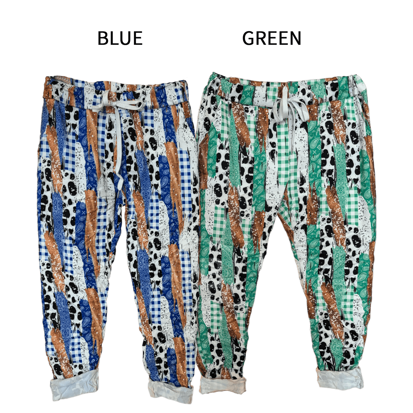 STRETCH ANIMAL PATCH PRINT PANTS